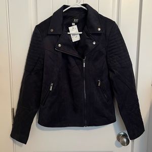 Kut from the Cloth Suede Navy Moto Jacket - Size L